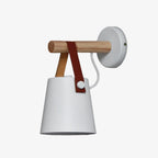 Wood Bar Hanging Shade Wall Sconce With Strap LED Light