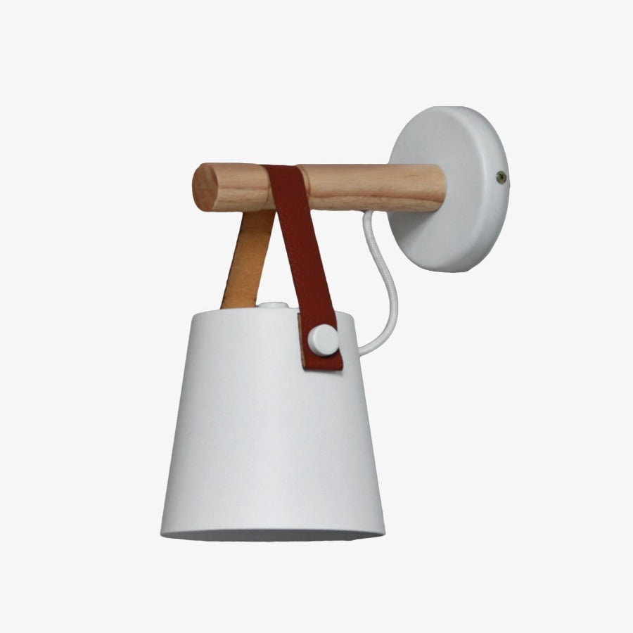 Wood Bar Hanging Shade Wall Sconce With Strap LED Light