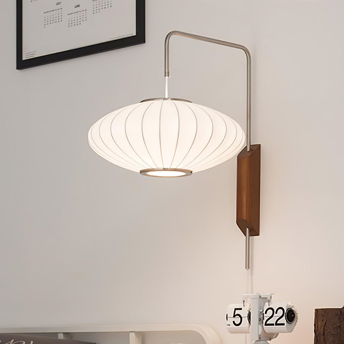 Ribbed Oval Wall Sconce With Pull Chain And Curved Arm