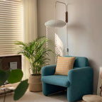 Ribbed Oval Wall Sconce With Pull Chain And Curved Arm