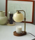 Modern Wood And Glass Table Lamp With Warm LED Glow