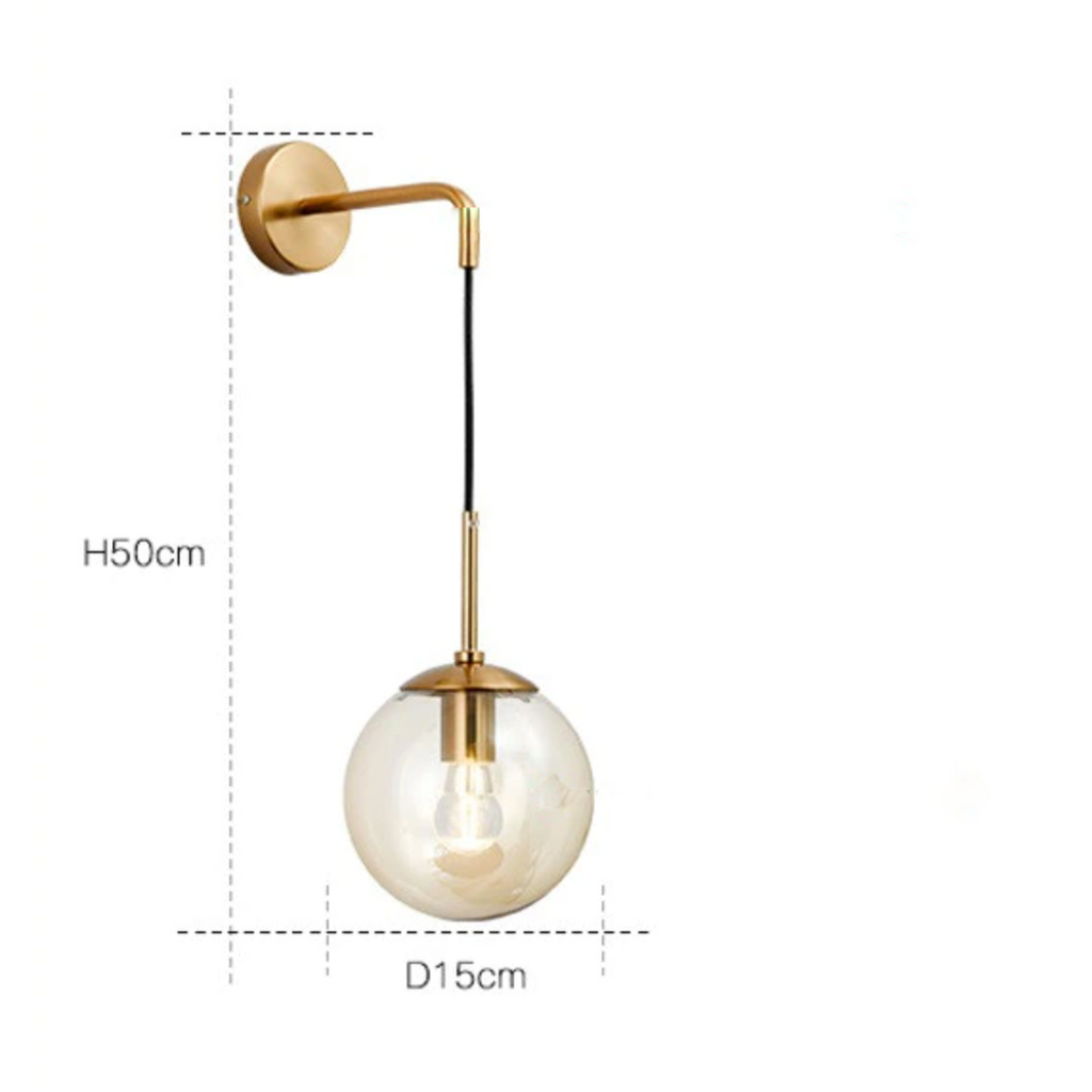 Hanging Glass Globe Wall Sconce With Swing Arm