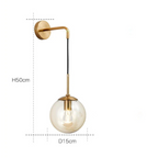 Hanging Glass Globe Wall Sconce With Swing Arm