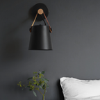 Wood Bar Hanging Shade Wall Sconce With Strap LED Light