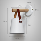 Wood Bar Hanging Shade Wall Sconce With Strap LED Light