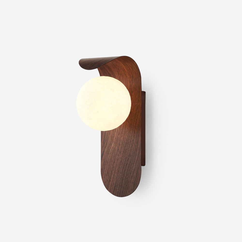 Wood Wall Sconce With Opal Globe Shade