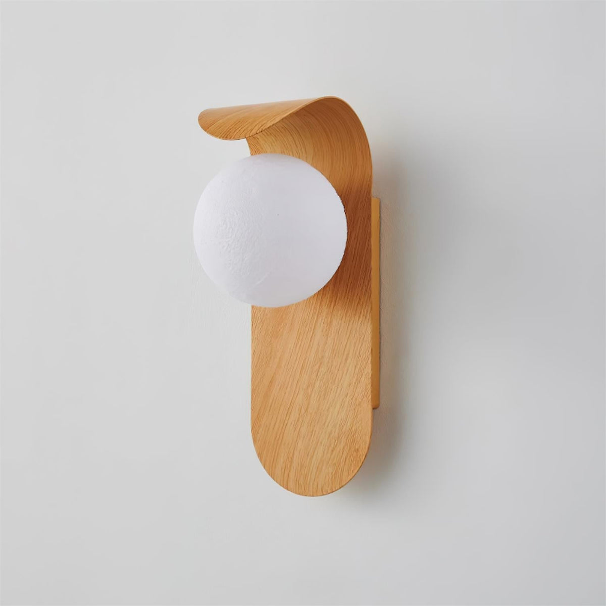 Wood Wall Sconce With Opal Globe Shade