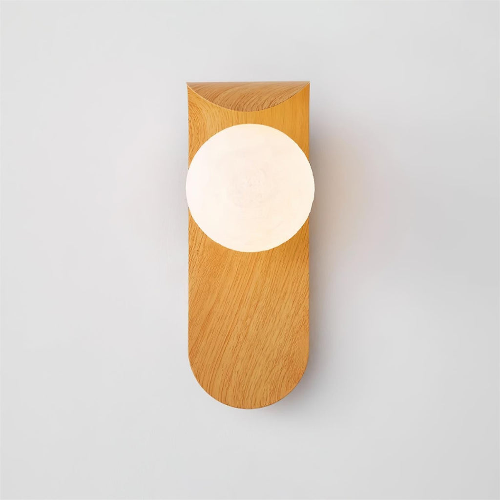 Wood Wall Sconce With Opal Globe Shade
