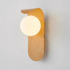 Wood Wall Sconce With Opal Globe Shade