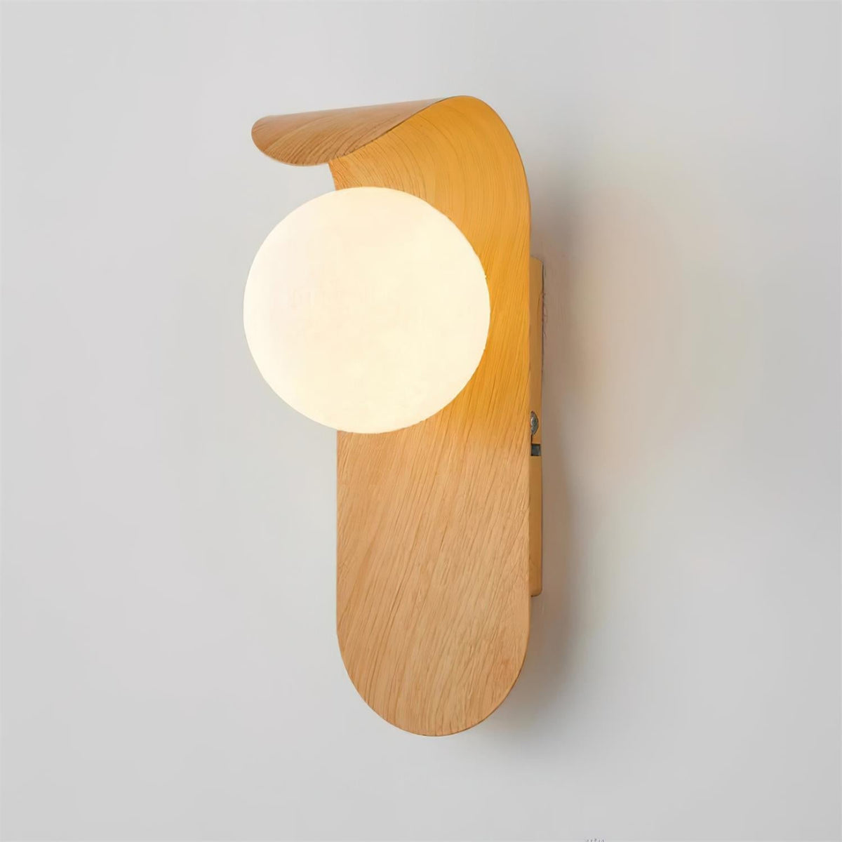Wood Wall Sconce With Opal Globe Shade