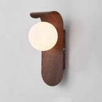 Wood Wall Sconce With Opal Globe Shade