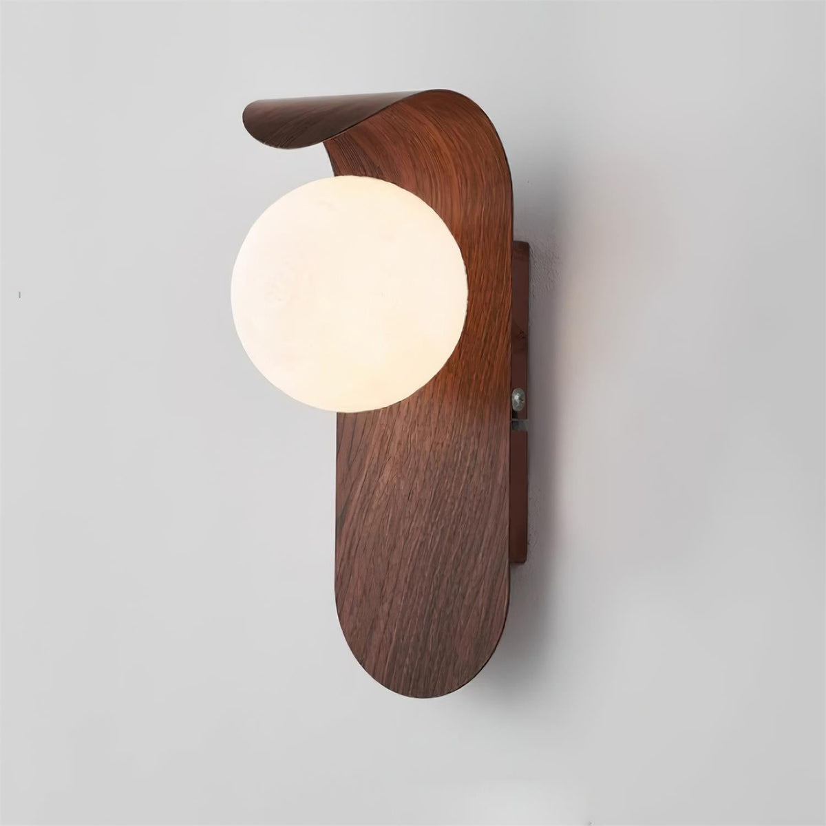 Wood Wall Sconce With Opal Globe Shade