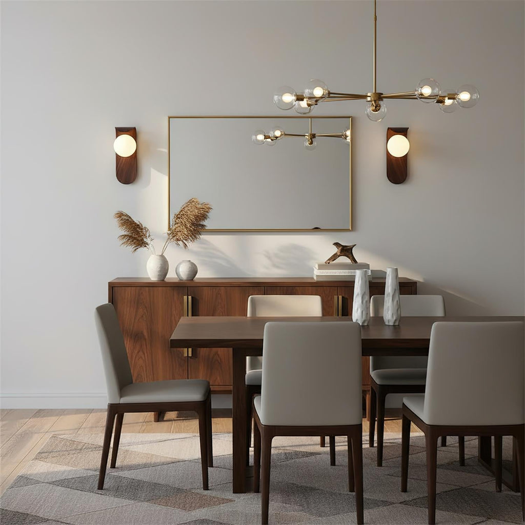 Wood Wall Sconce With Opal Globe Shade