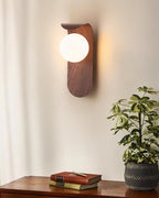 Wood Wall Sconce With Opal Globe Shade