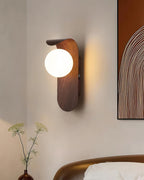 Wood Wall Sconce With Opal Globe Shade