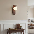 Wood Wall Sconce With Opal Globe Shade