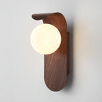 Wood Wall Sconce With Opal Globe Shade