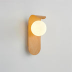 Wood Wall Sconce With Opal Globe Shade