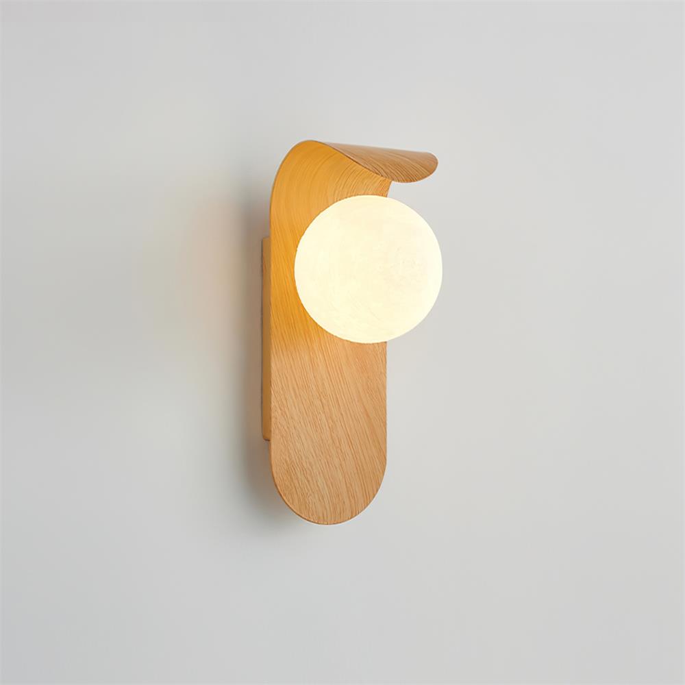 Wood Wall Sconce With Opal Globe Shade