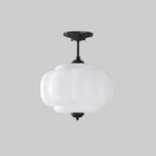 Sculpted Glass Ceiling Light With Brass Accents
