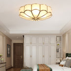 Flower-Shape Glass Flush Mount Ceiling Light With Petal Shade