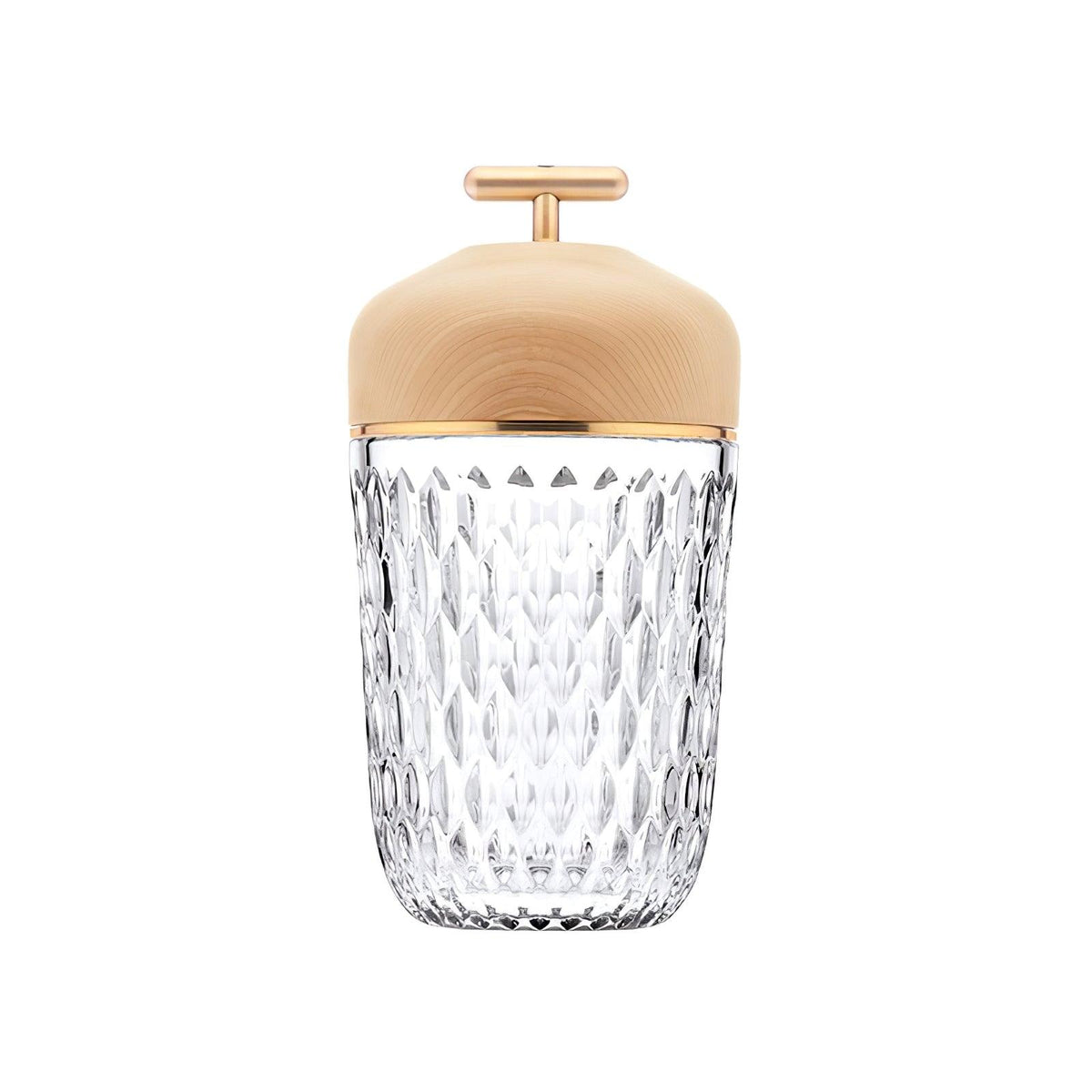 Portable Faceted Glass Table Lamp With Top Handle
