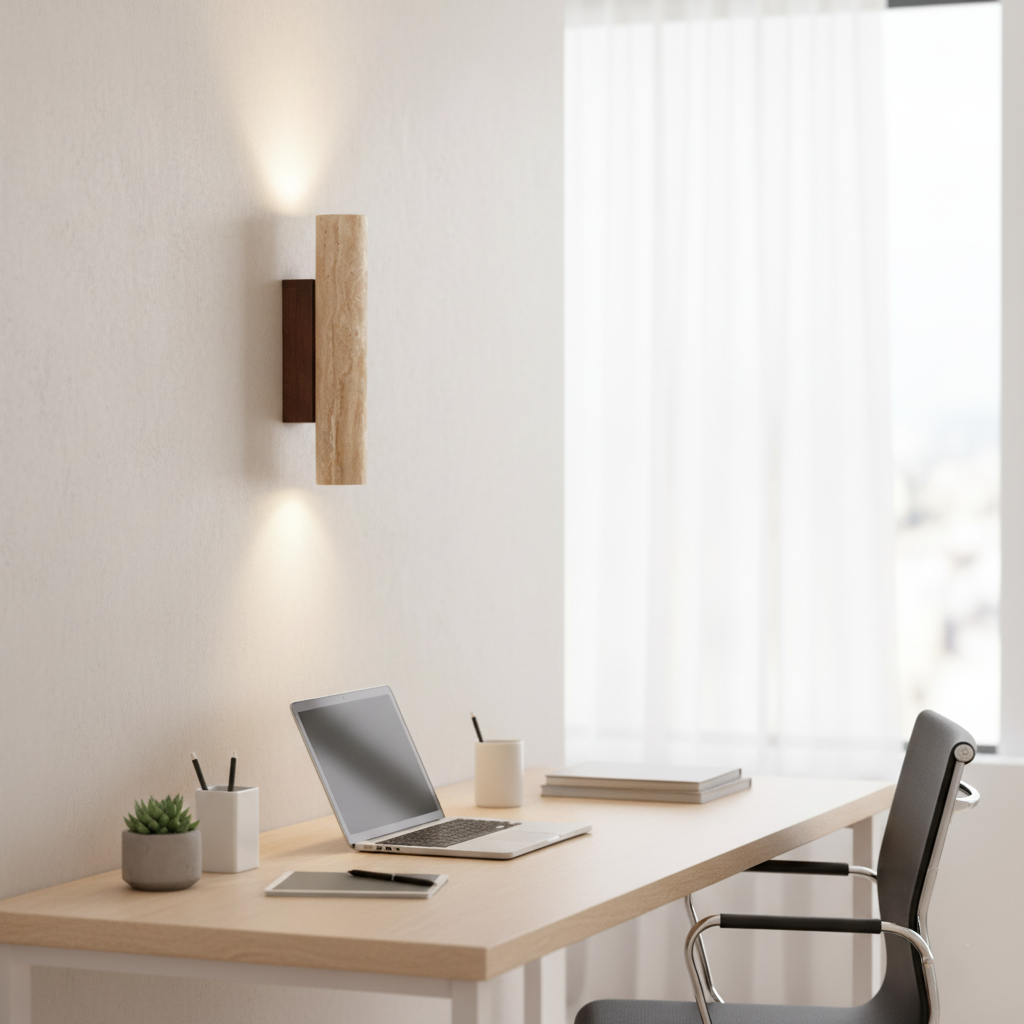 Japandi Travertine Wall Sconce LED Light With Up And Down Glow