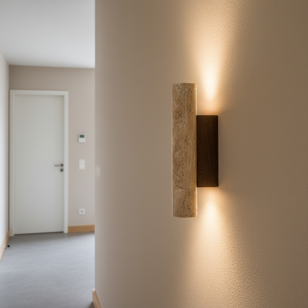 Japandi Travertine Wall Sconce LED Light With Up And Down Glow