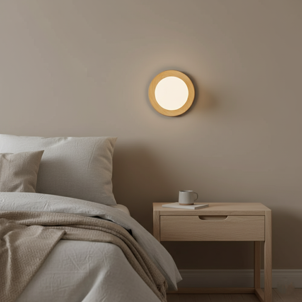 Nordic Natural Wood Wall Sconce LED Light With Globe Shade