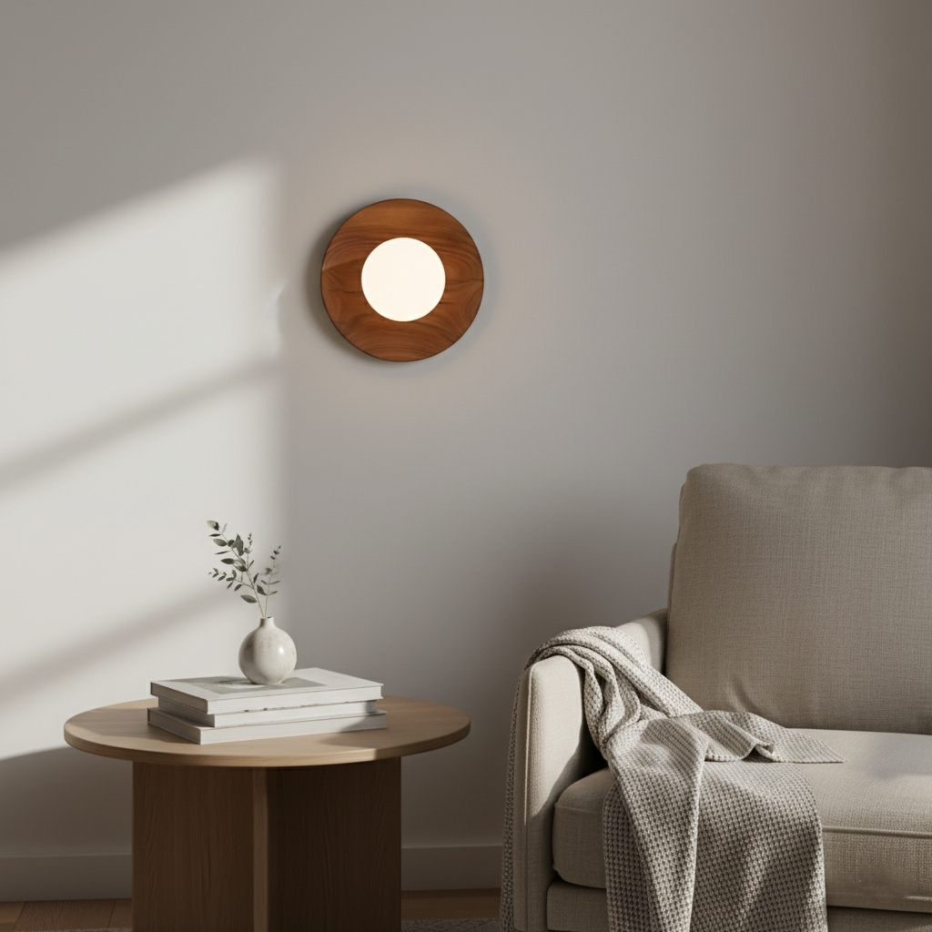 Nordic Natural Wood Wall Sconce LED Light With Globe Shade