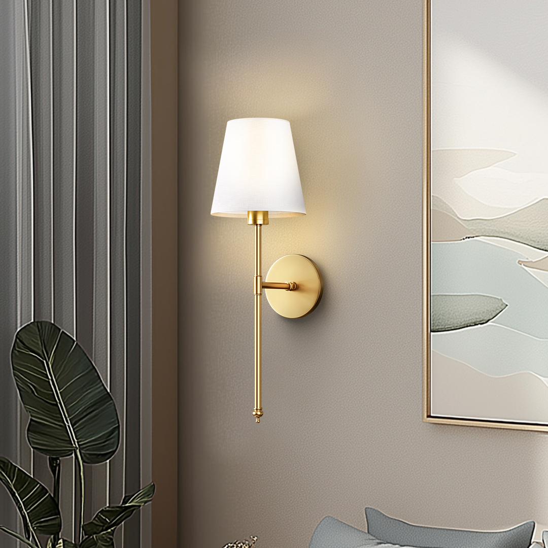 2 Pack Cordless LED Light Wall Sconce With Fabric Shade