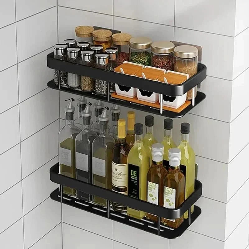 Adhesive Bathroom Shelf Drill-Free Shower Caddy Stainless Steel Wall Shelf Organizer for Shampoo and Toiletries