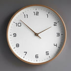 Solid Wood Wall Clock Modern Scandinavian Silent Non-Ticking Round Wooden Clock Minimalist Wall Decor for Living Room | Bedroom and Office