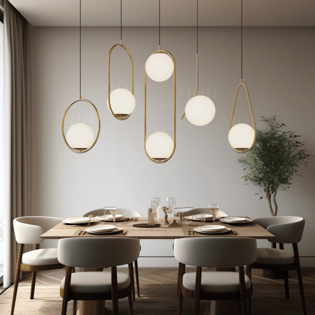 Oval Cage Globe Pendant Light With Minimal Frame