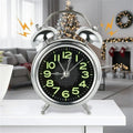 Loud Twin Bell Alarm Clock Retro Metal Analog Bedside Clock with Silent Non-Ticking Movement | Night Light and Luminous Dial for Heavy Sleepers