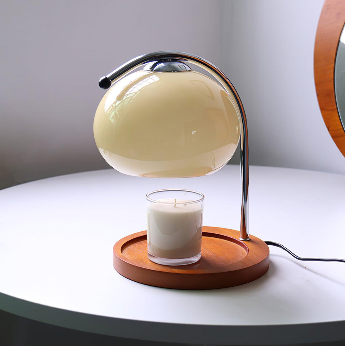 Candle Warmer Table Lamp With Glass Dome Shade