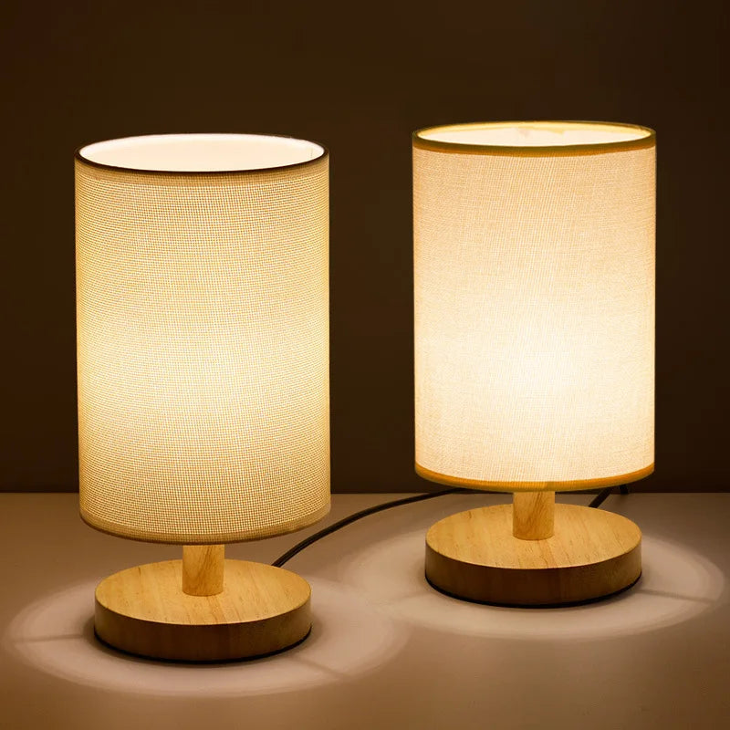 Scandinavian Wood Table Lamp With Linen Shade
