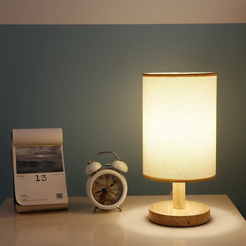 Scandinavian Wood Table Lamp With Linen Shade