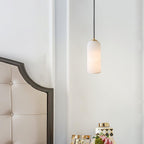 Slim Alabaster Cylinder Pendant Light With Single-Drop Design