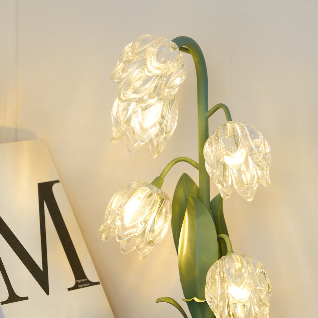Lily-Inspired Crystal Blossom Table Lamp With Multi-Light Stem