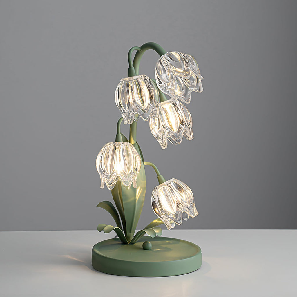 Lily-Inspired Crystal Blossom Table Lamp With Multi-Light Stem