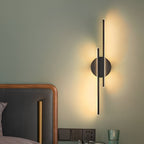 Offset Dual-Bar LED Wall Sconce With Round Backplate