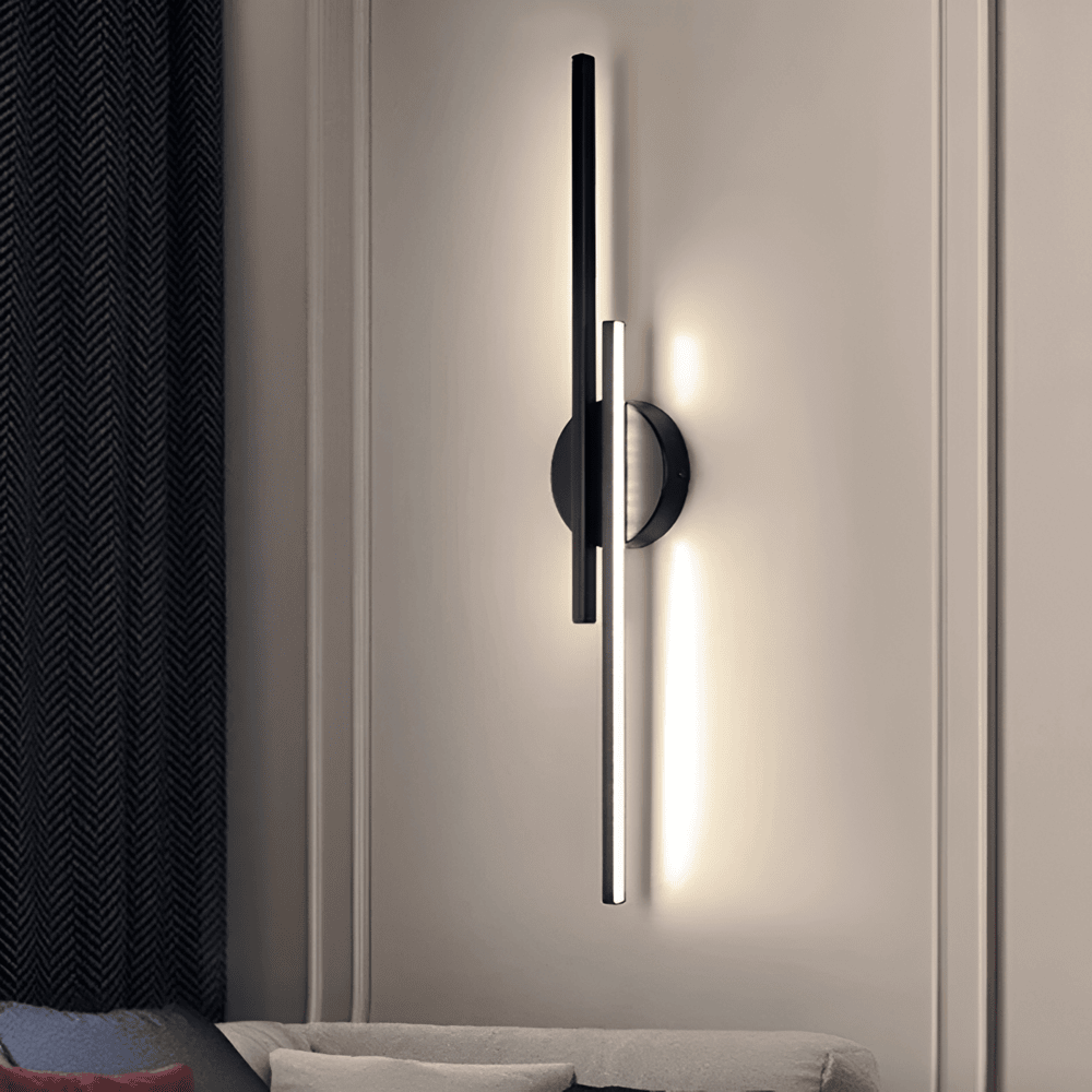Offset Dual-Bar LED Wall Sconce With Round Backplate