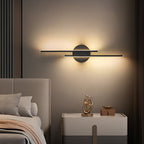 Offset Dual-Bar LED Wall Sconce With Round Backplate