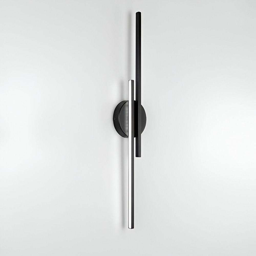 Offset Dual-Bar LED Wall Sconce With Round Backplate