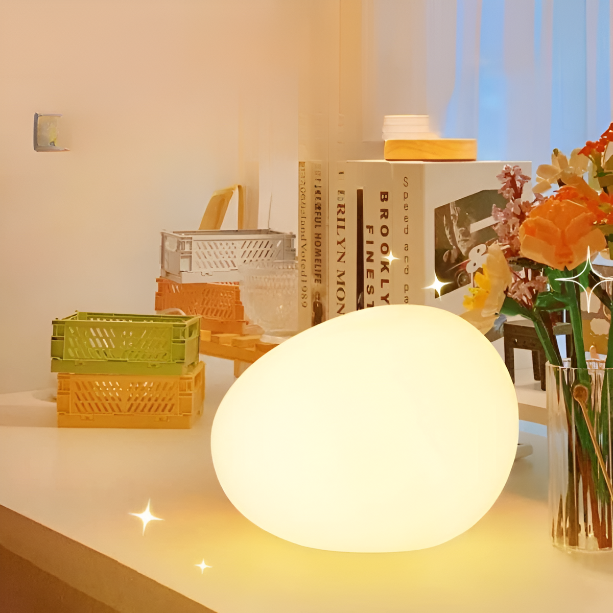 Modern Glass Solar Table Lamp for Living Room