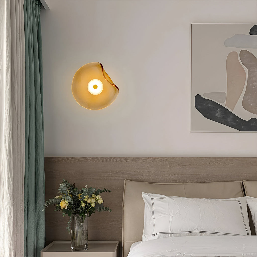 Nordic Curved Glass Wall Sconce LED Light With Sculpted Glass Shade