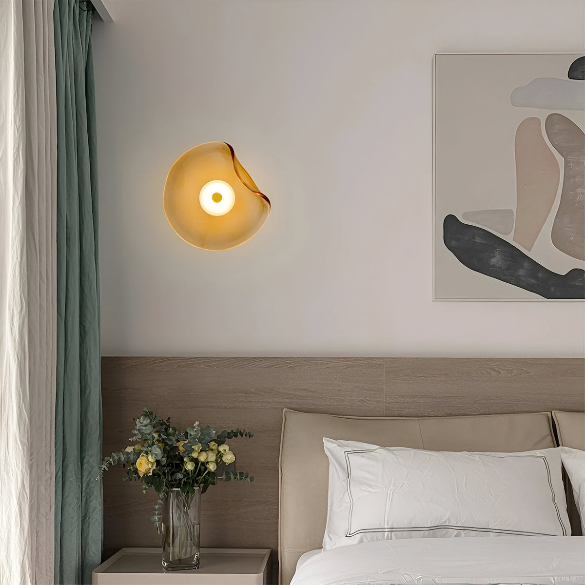 Nordic Curved Glass Wall Sconce LED Light With Sculpted Glass Shade