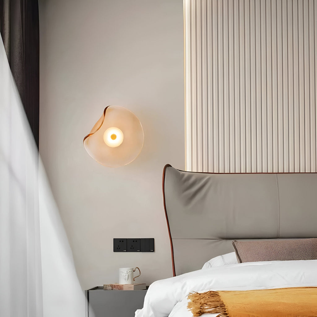 Nordic Curved Glass Wall Sconce LED Light With Sculpted Glass Shade