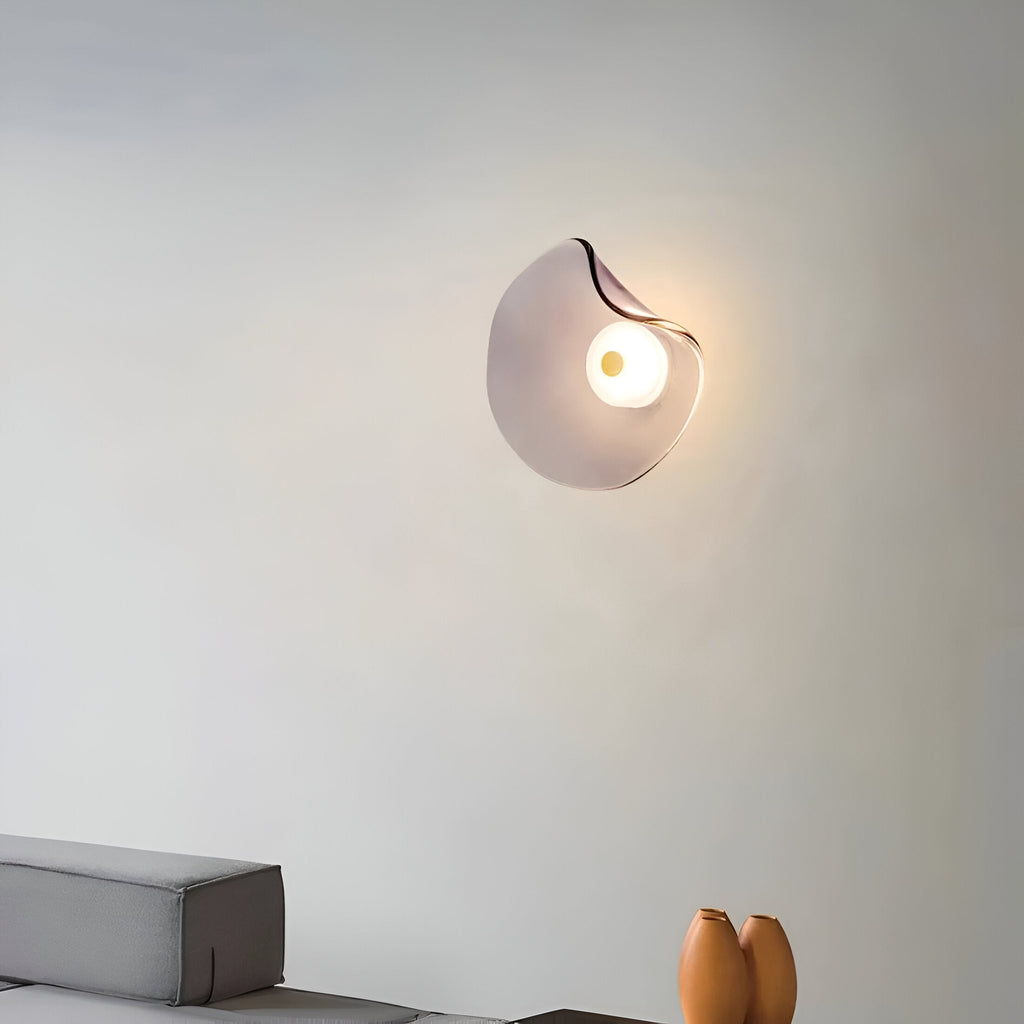 Nordic Curved Glass Wall Sconce LED Light With Sculpted Glass Shade